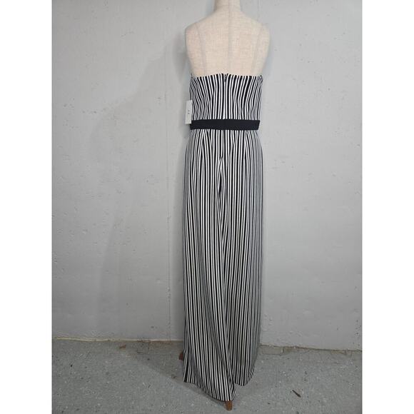 NWT Halston Strapless Maxi Pinstripe Bow Belt Dress size 8 - Picture 3 of 8